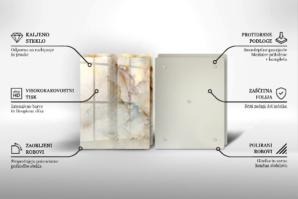 Osłona ściany przy kuchence gazowej Tekstura marmur ze złotem