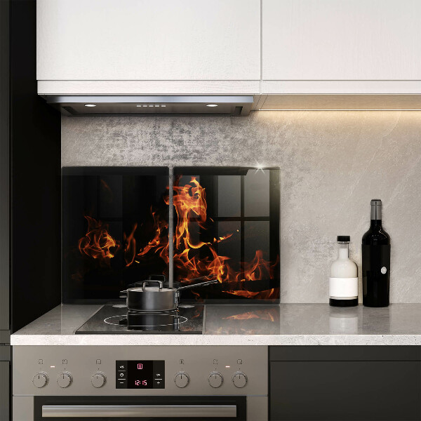 Osłona ściany przy kuchence gazowej Ogień żywy płomień