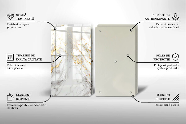 Osłona ściany przy kuchence gazowej Jasny marmur ze złotem