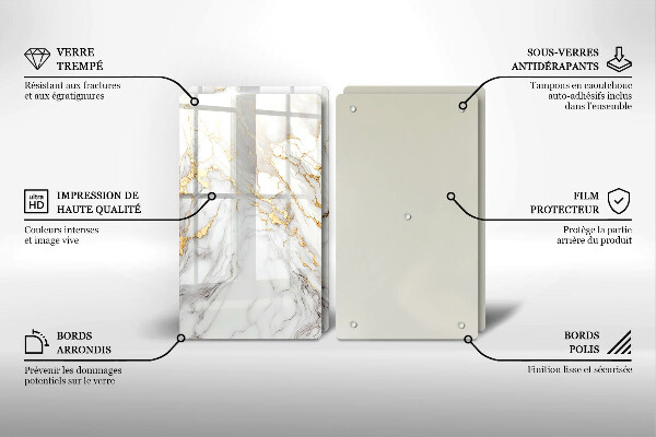 Osłona ściany przy kuchence gazowej Jasny marmur ze złotem