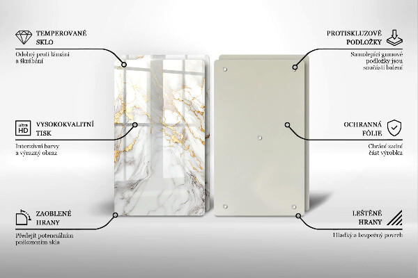 Osłona ściany przy kuchence gazowej Jasny marmur ze złotem