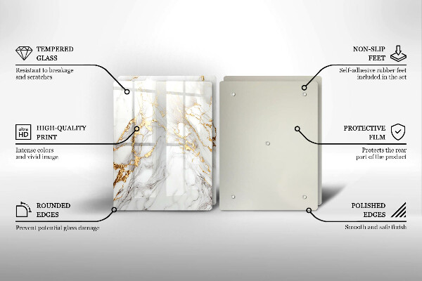 Osłona ściany przy kuchence gazowej Jasny marmur ze złotem