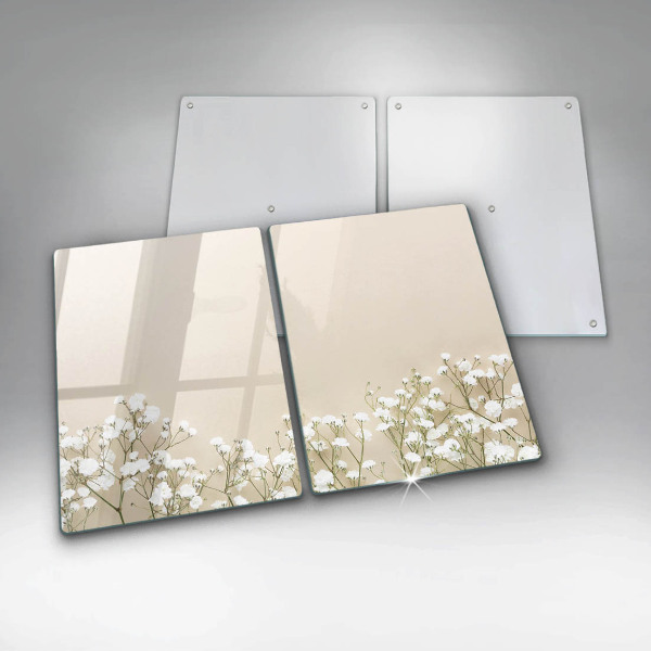 Osłona ściany przy kuchence gazowej Gipsówka boho kwiaty