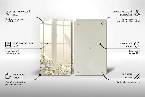 Osłona ściany przy kuchence gazowej Gipsówka boho kwiaty