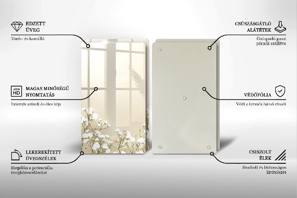 Osłona ściany przy kuchence gazowej Gipsówka boho kwiaty