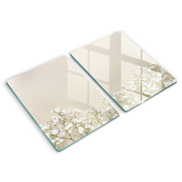 Osłona ściany przy kuchence gazowej Gipsówka boho kwiaty