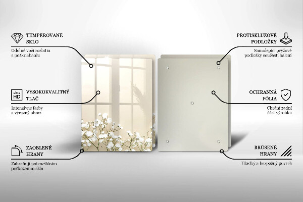 Osłona ściany przy kuchence gazowej Gipsówka boho kwiaty