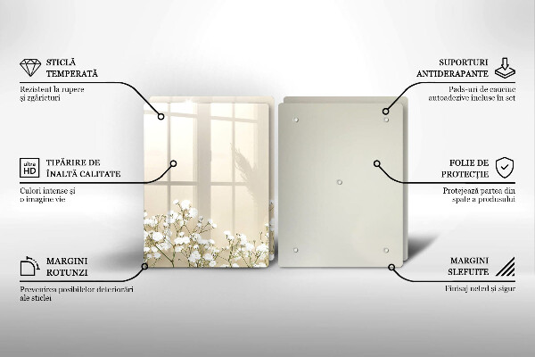 Osłona ściany przy kuchence gazowej Gipsówka boho kwiaty