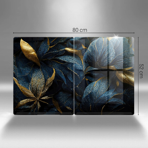 Osłona ściany przy kuchence gazowej Ozdobne liście ze złotem