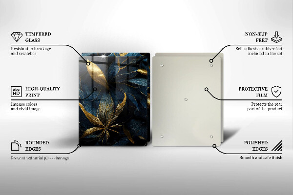 Osłona ściany przy kuchence gazowej Ozdobne liście ze złotem