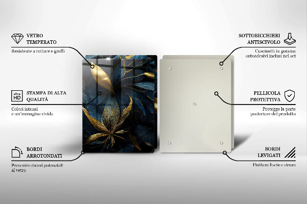 Osłona ściany przy kuchence gazowej Ozdobne liście ze złotem