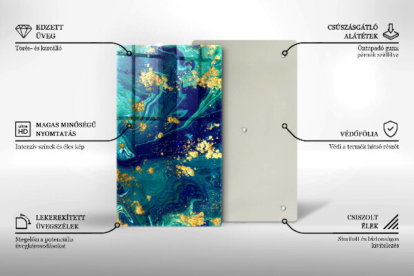 Osłona ściany przy kuchence gazowej Abstrakcja ze złotem