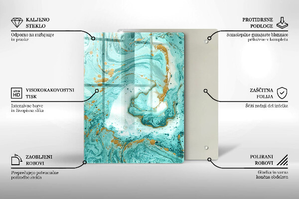 Osłona ściany przy kuchence gazowej Błękitna abstrakcja