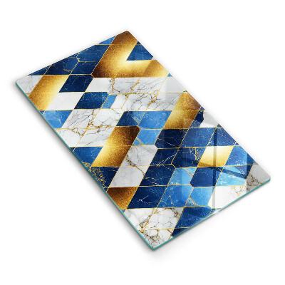 Osłona na ścianę w kuchni Złote romby marmur