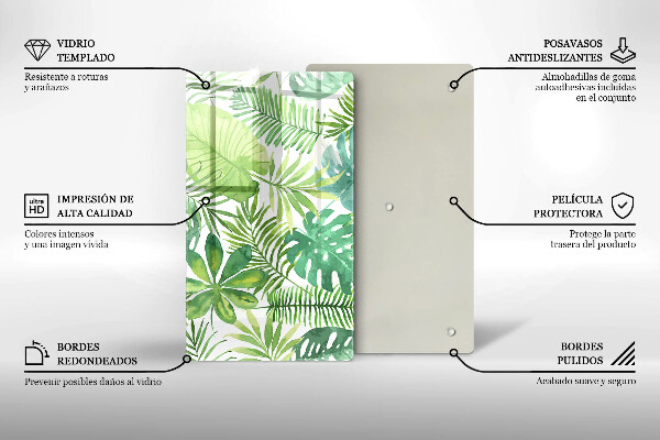 Osłona ściany przy kuchence gazowej Akwarele boho liście