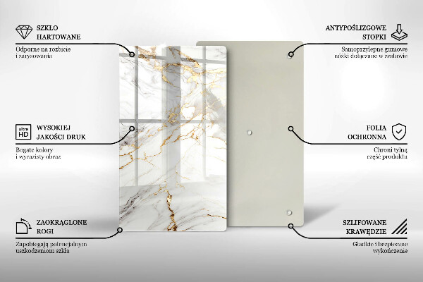 Płyta ochronna na indukcję Jasny marmur ze złotem