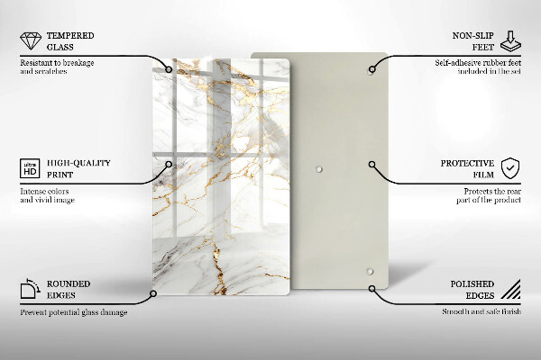 Płyta ochronna na indukcję Jasny marmur ze złotem