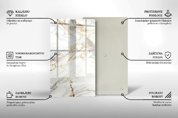 Płyta ochronna na indukcję Jasny marmur ze złotem