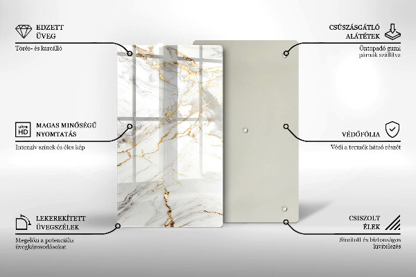 Płyta ochronna na indukcję Jasny marmur ze złotem