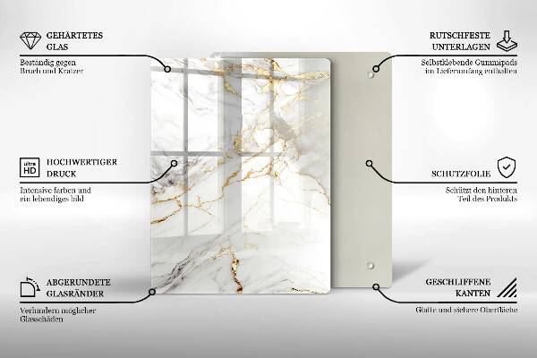 Płyta ochronna na indukcję Jasny marmur ze złotem