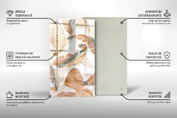 Osłona ściany przy kuchence gazowej Boho pióra i liście