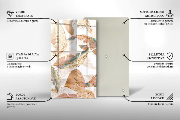 Osłona ściany przy kuchence gazowej Boho pióra i liście