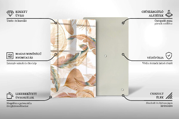 Osłona ściany przy kuchence gazowej Boho pióra i liście