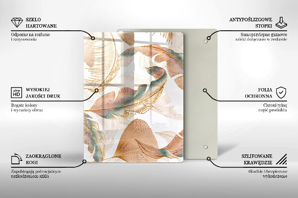 Osłona ściany przy kuchence gazowej Boho pióra i liście