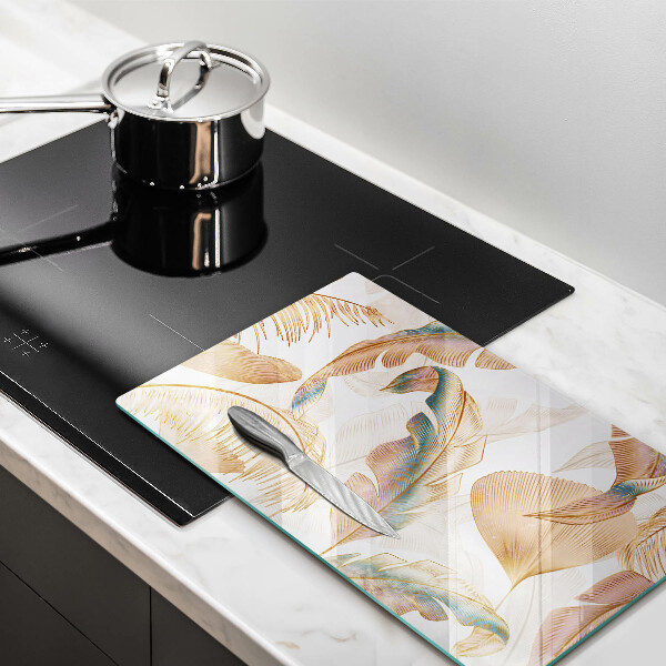 Osłona ściany przy kuchence gazowej Boho pióra i liście