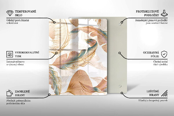 Osłona ściany przy kuchence gazowej Boho pióra i liście