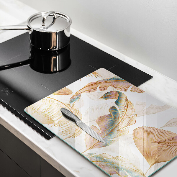 Osłona ściany przy kuchence gazowej Boho pióra i liście