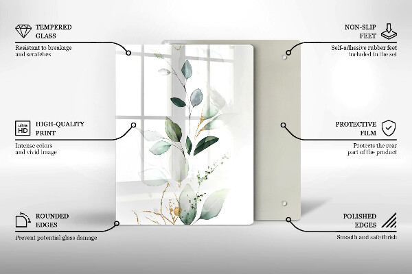 Osłona ściany przy kuchence gazowej Akwarelowe liście