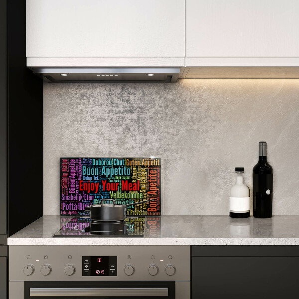 Osłona ściany przy kuchence gazowej Napisy Smacznego języki