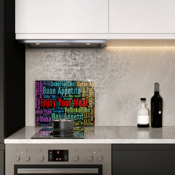 Osłona ściany przy kuchence gazowej Napisy Smacznego języki