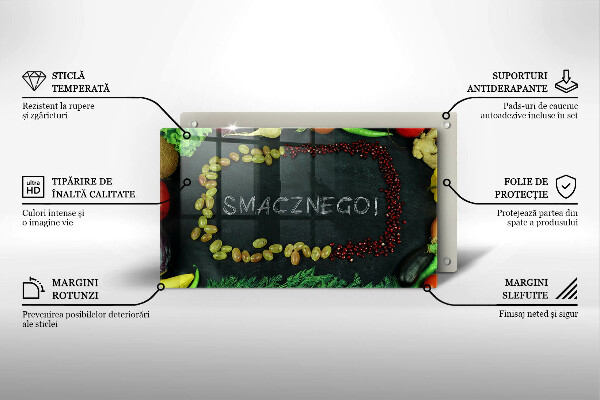 Osłona ściany przy kuchence gazowej Napis Smacznego!