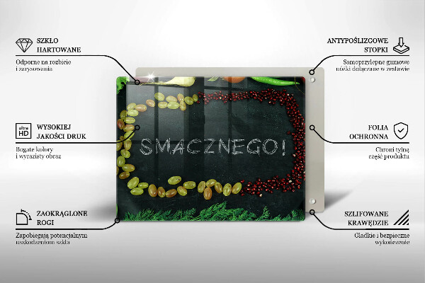 Osłona ściany przy kuchence gazowej Napis Smacznego!