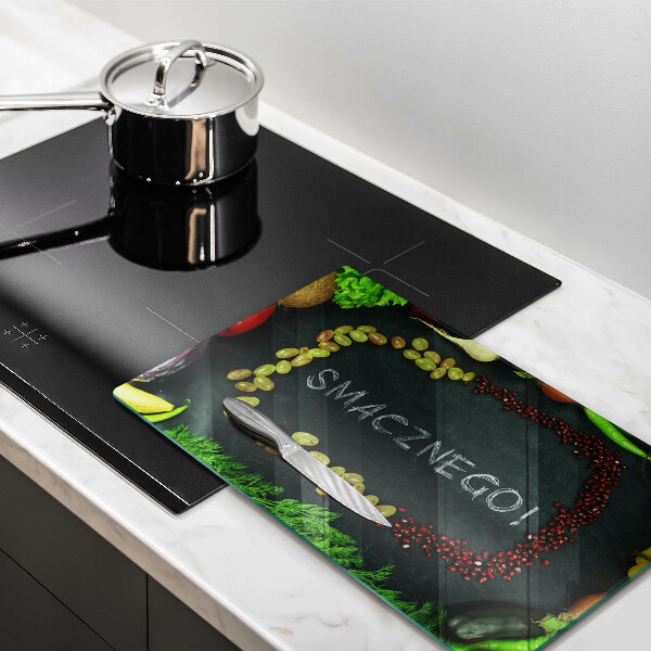 Osłona ściany przy kuchence gazowej Napis Smacznego!