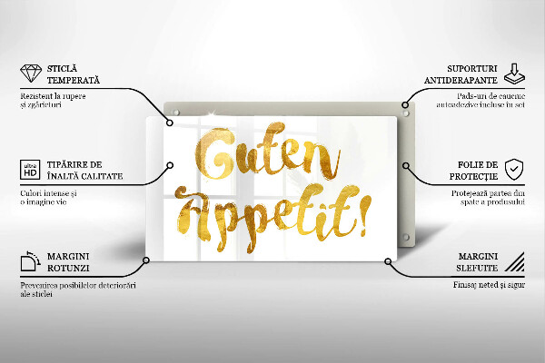Osłona ściany przy kuchence gazowej Napis Guten Appetit!