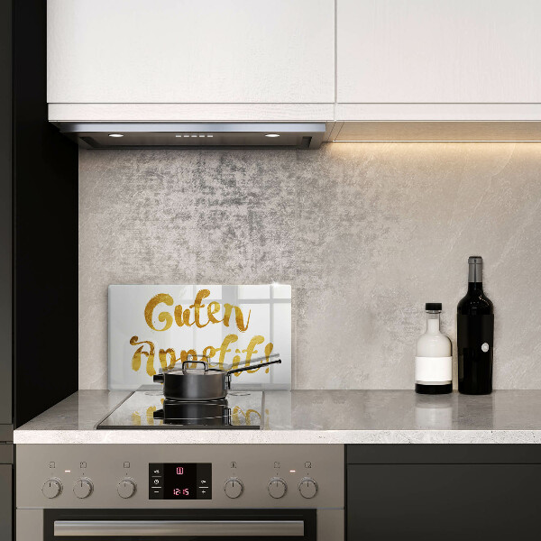 Osłona ściany przy kuchence gazowej Napis Guten Appetit!
