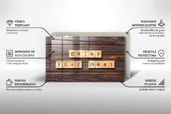 Osłona płyty indukcyjnej Napis Enjoy your meal