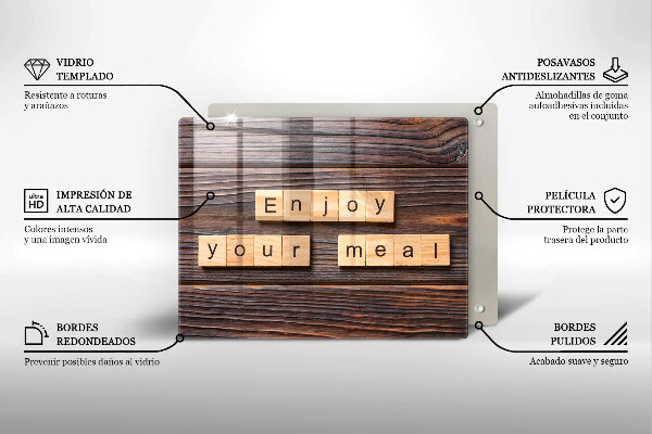 Osłona płyty indukcyjnej Napis Enjoy your meal