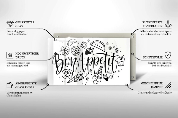 Osłona płyty indukcyjnej Napis Bon Appetit