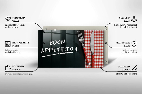 Szkło na płytę indukcyjną Napis Buon Appetito!