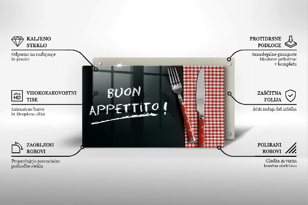 Szkło na płytę indukcyjną Napis Buon Appetito!