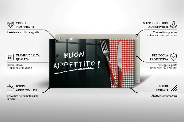 Szkło na płytę indukcyjną Napis Buon Appetito!