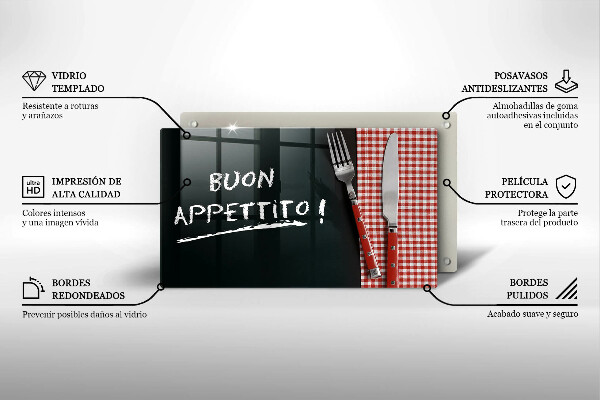Szkło na płytę indukcyjną Napis Buon Appetito!