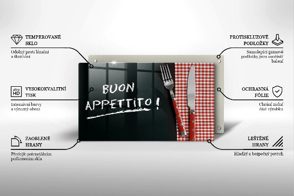 Szkło na płytę indukcyjną Napis Buon Appetito!