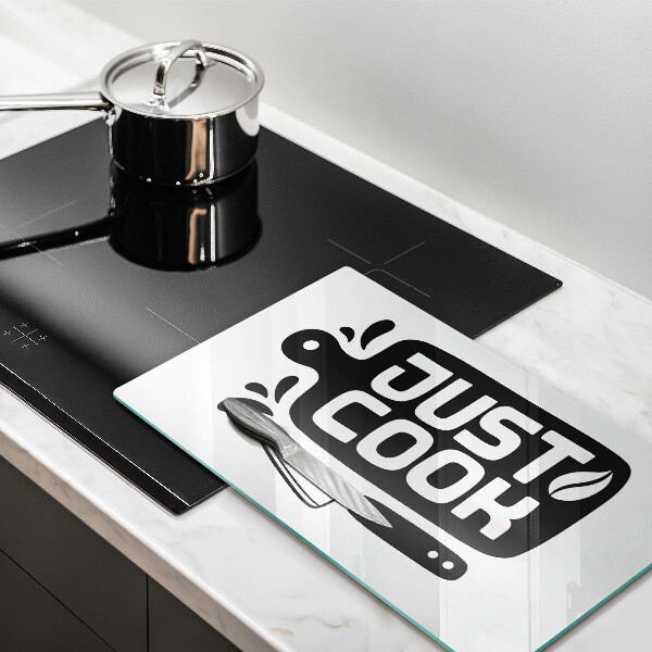 Osłona ściany przy kuchence gazowej Kuchenny napis Just cook