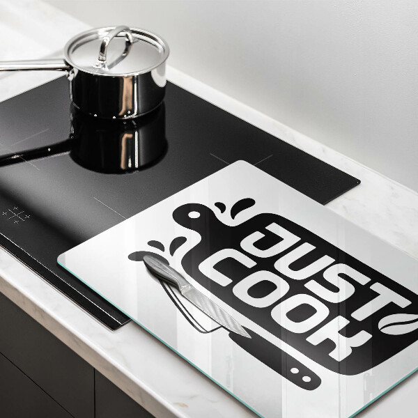Osłona ściany przy kuchence gazowej Kuchenny napis Just cook
