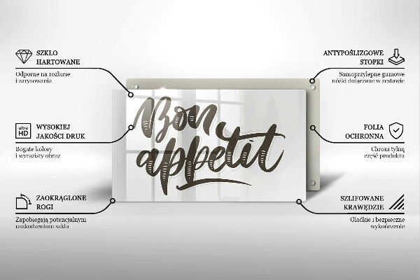 Osłona płyty indukcyjnej Napis Bon Appetit